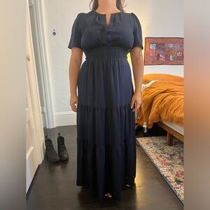 Quince Washable Stretch Silk Tiered Maxi Dress in size small